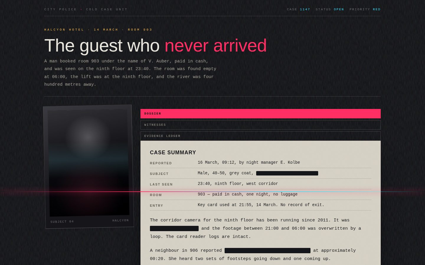 CASE 1147 — The Halcyon Dossier screenshot