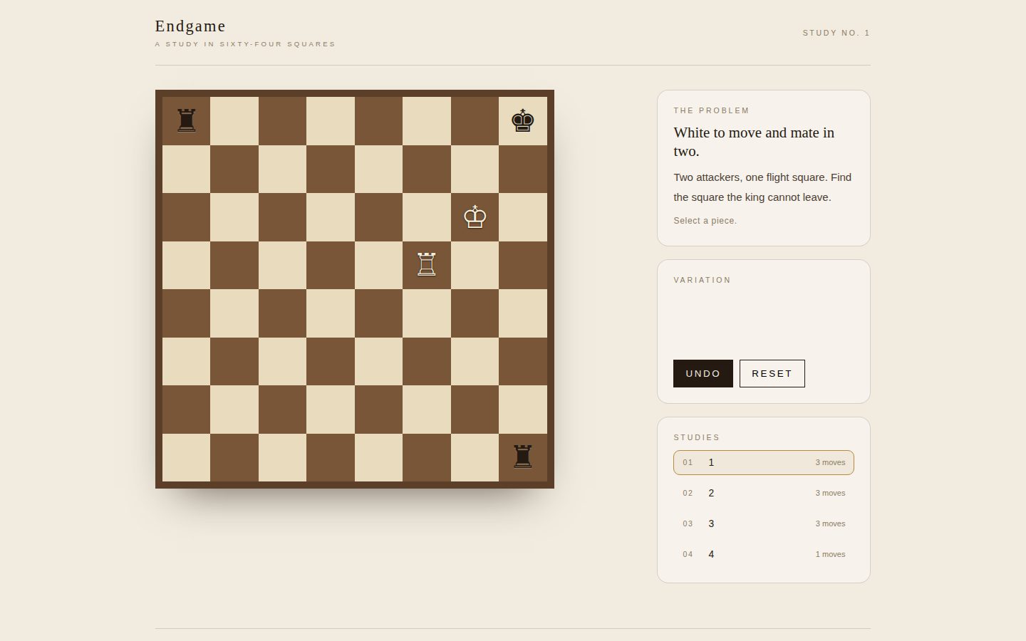 ENDGAME — a study in sixty-four squares screenshot