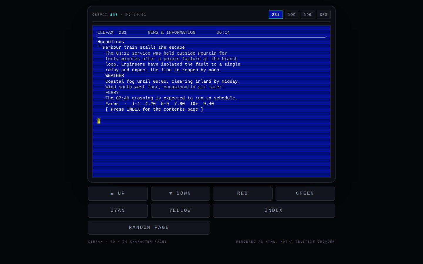 CEEFAX — page 231 screenshot