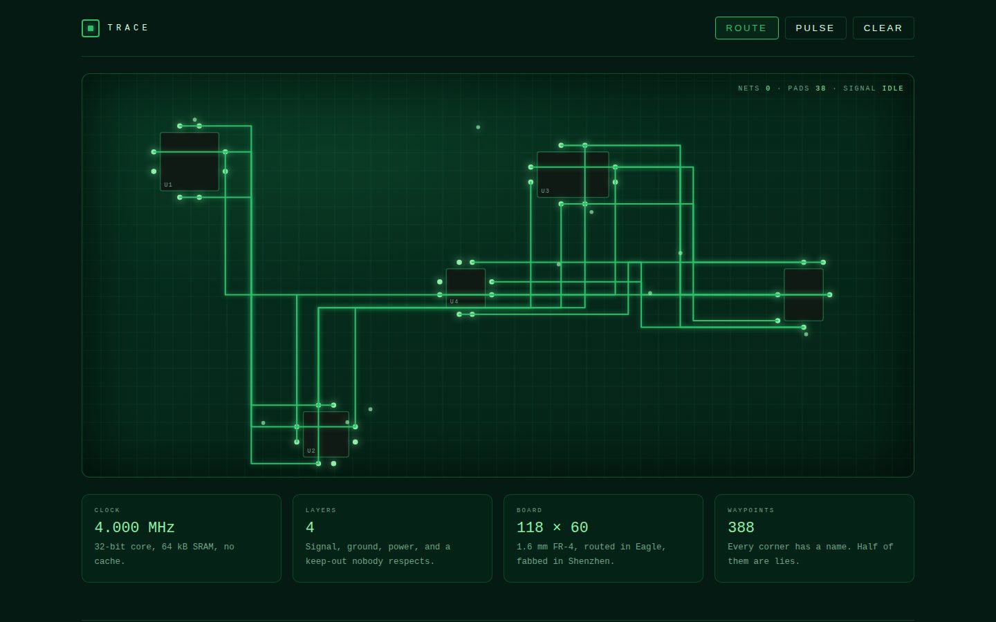 TRACE — a board that thinks screenshot