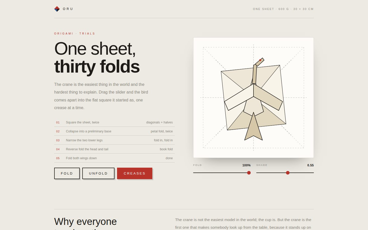 ORU — one sheet, thirty folds screenshot