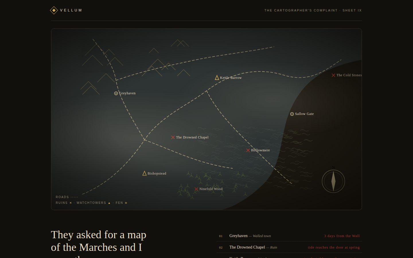 VELLUM — the Cartographer's Complaint screenshot