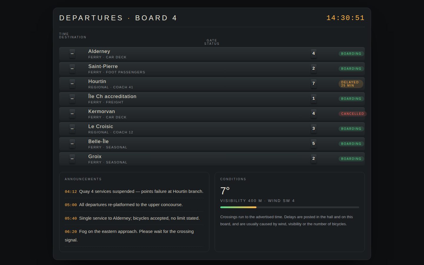 DEPARTURES — board 4 screenshot