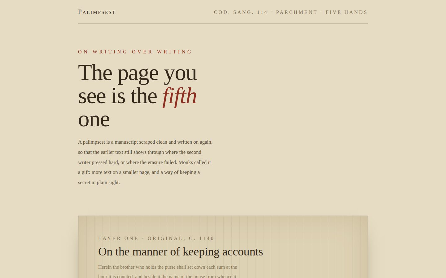 PALIMPSEST — what was written before screenshot