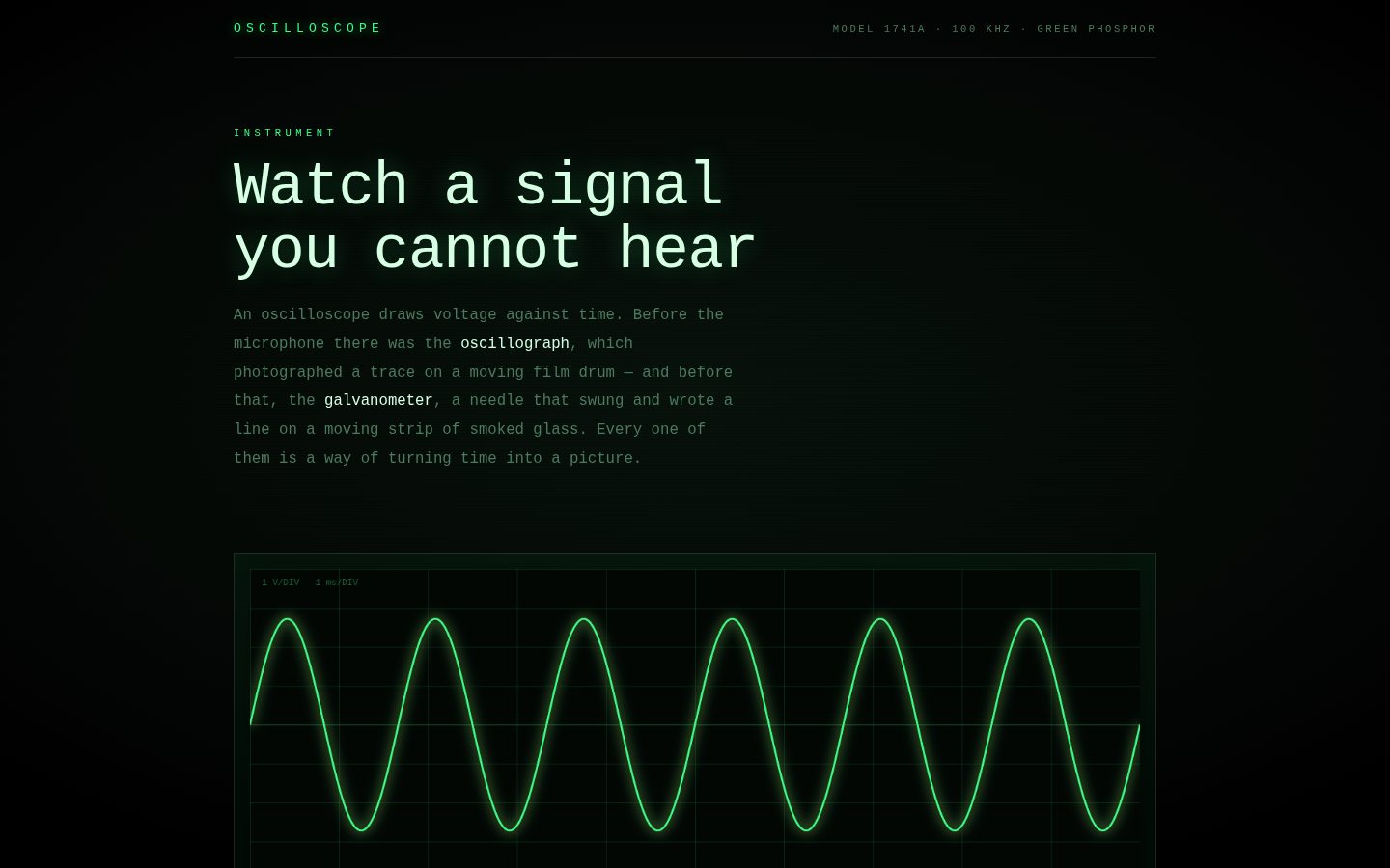 OSCILLOSCOPE — a green trace screenshot