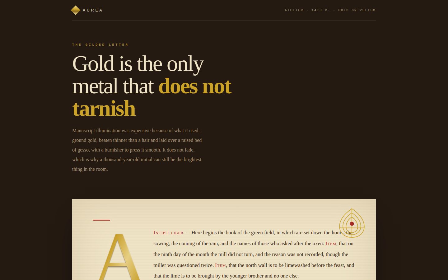 AUREA — gold leaf and rubrication screenshot