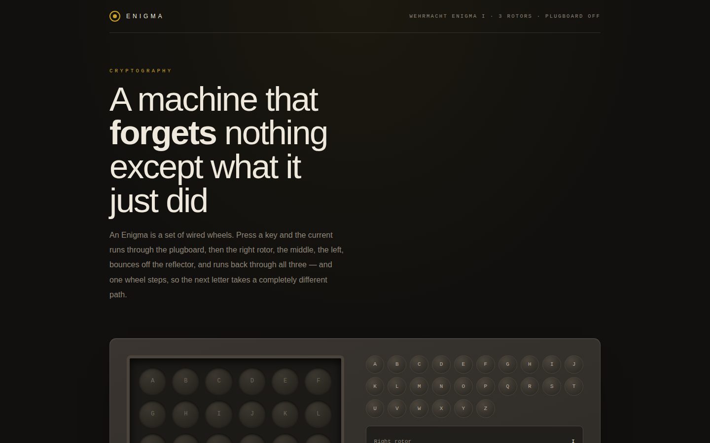 ENIGMA — a rotor machine screenshot