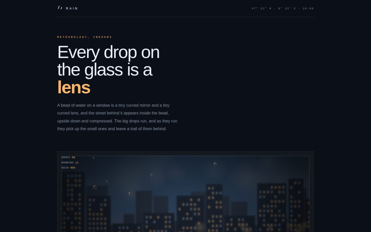 RAIN — the window at dusk screenshot