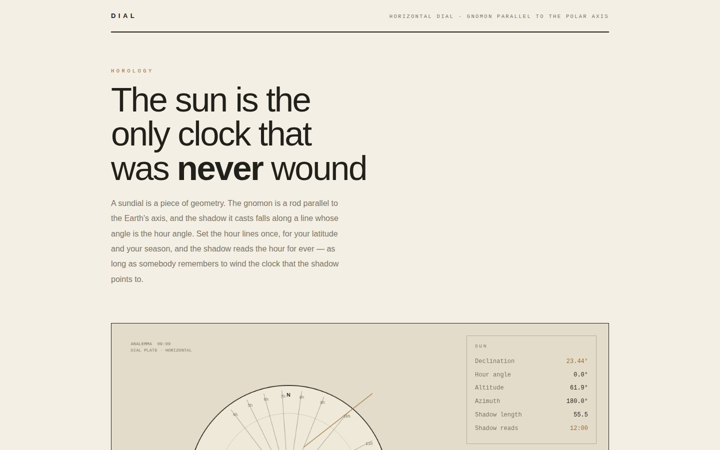DIAL — the sundial that knows screenshot