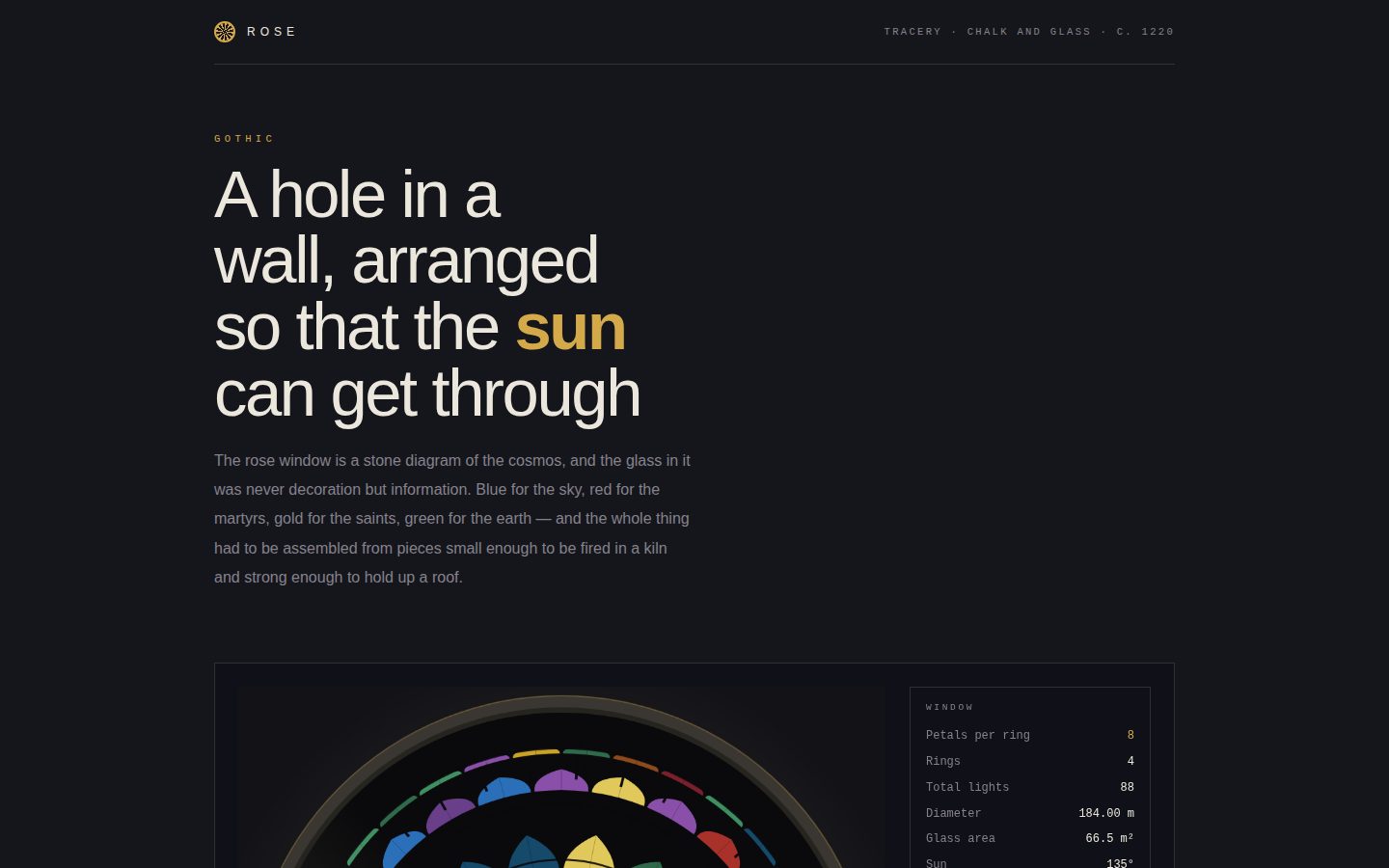 ROSE — a window of stone and light screenshot