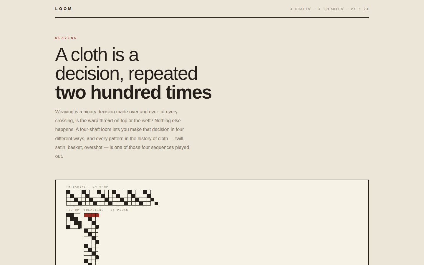 LOOM — a draft for a cloth screenshot