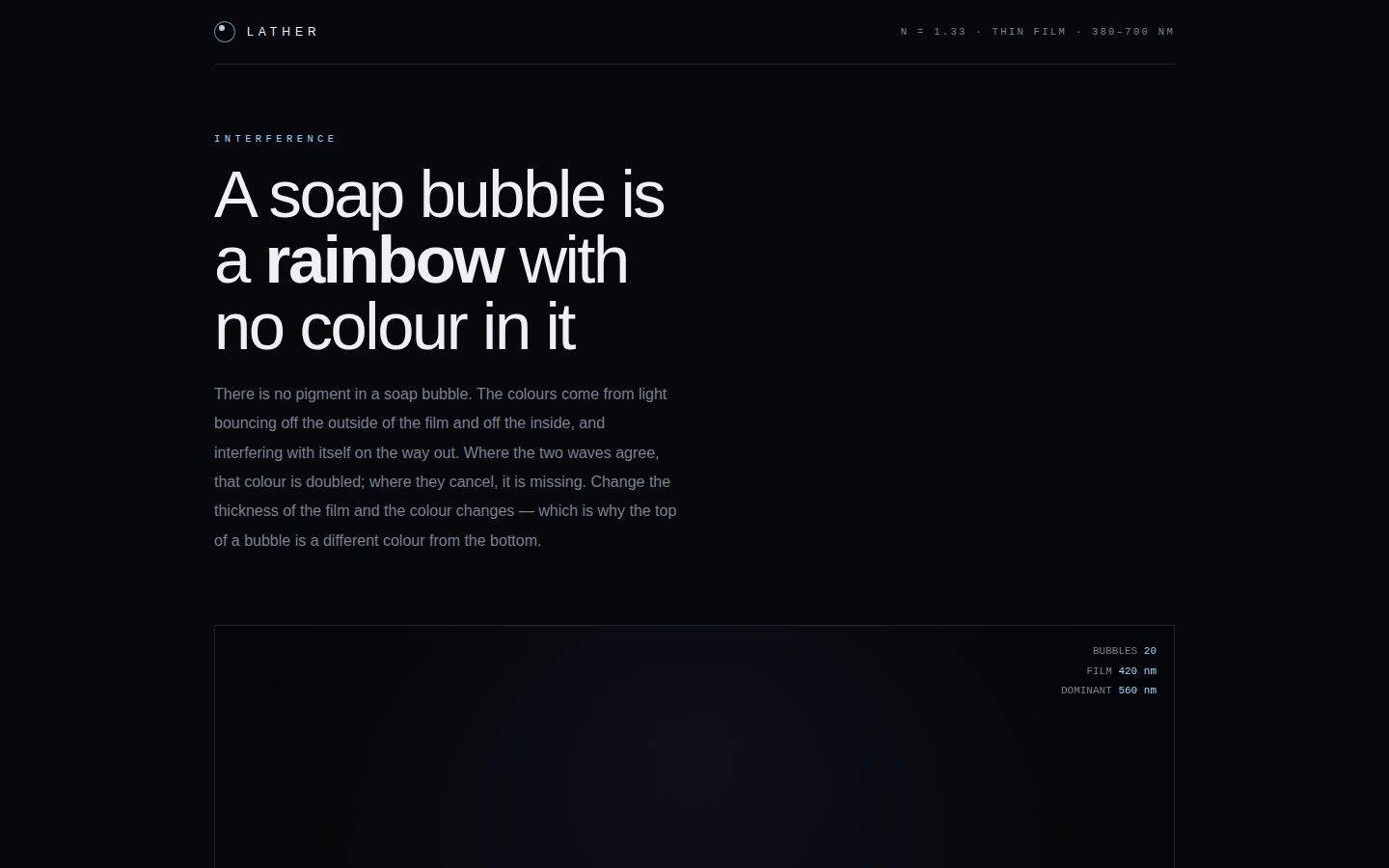 LATHER — the colour of a thin film screenshot