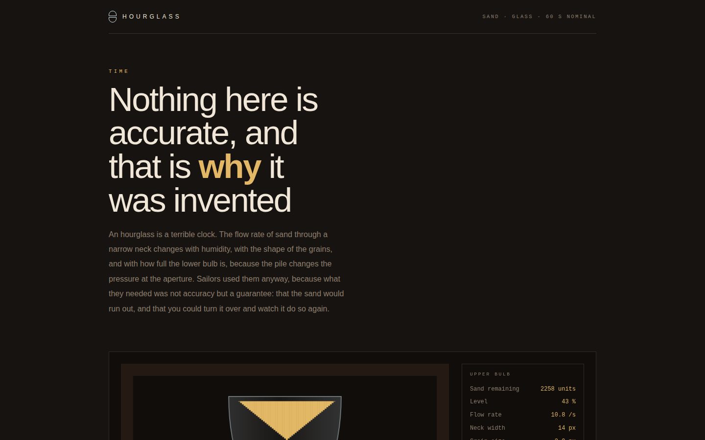 HOURGLASS — sand, and the patience to watch it screenshot