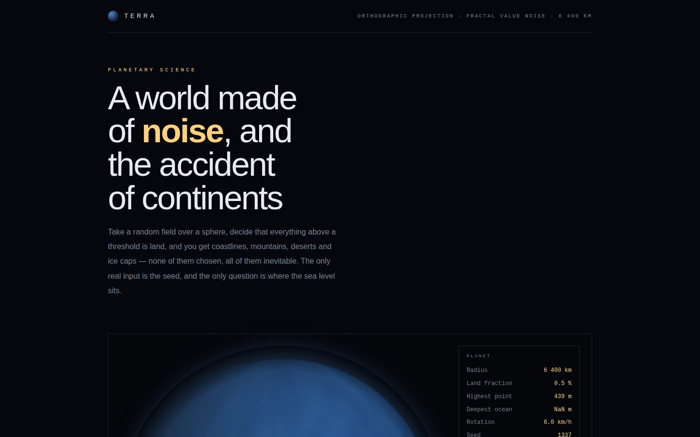 TERRA — a world of noise screenshot