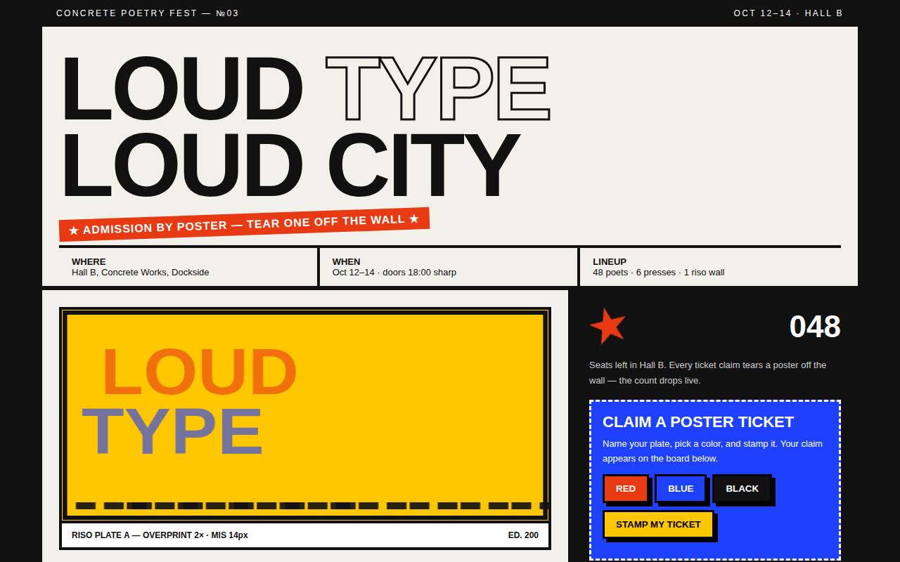 Brutalist Poster — Concrete Poetry Fest — screenshot
