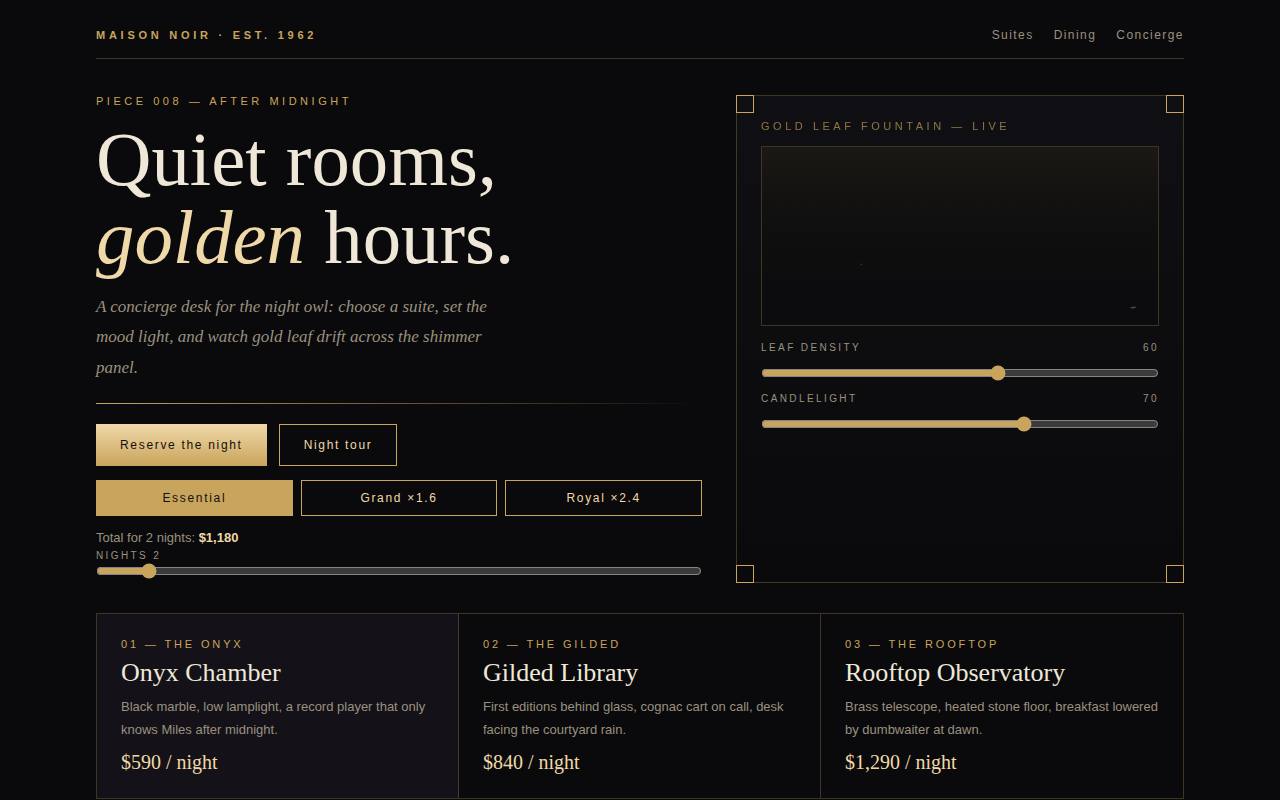 Midnight Luxury — Noir Concierge — screenshot