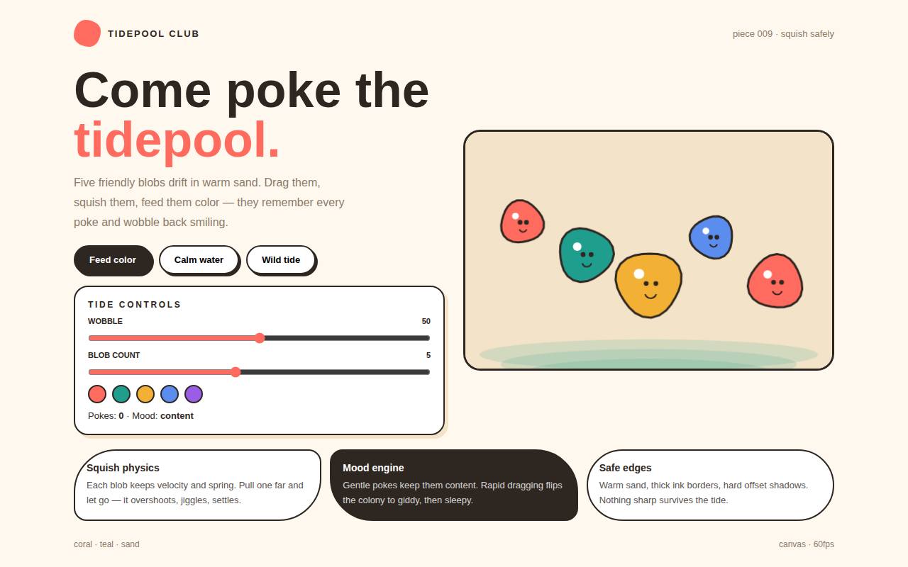 Organic Blobs — Tidepool Playground — screenshot
