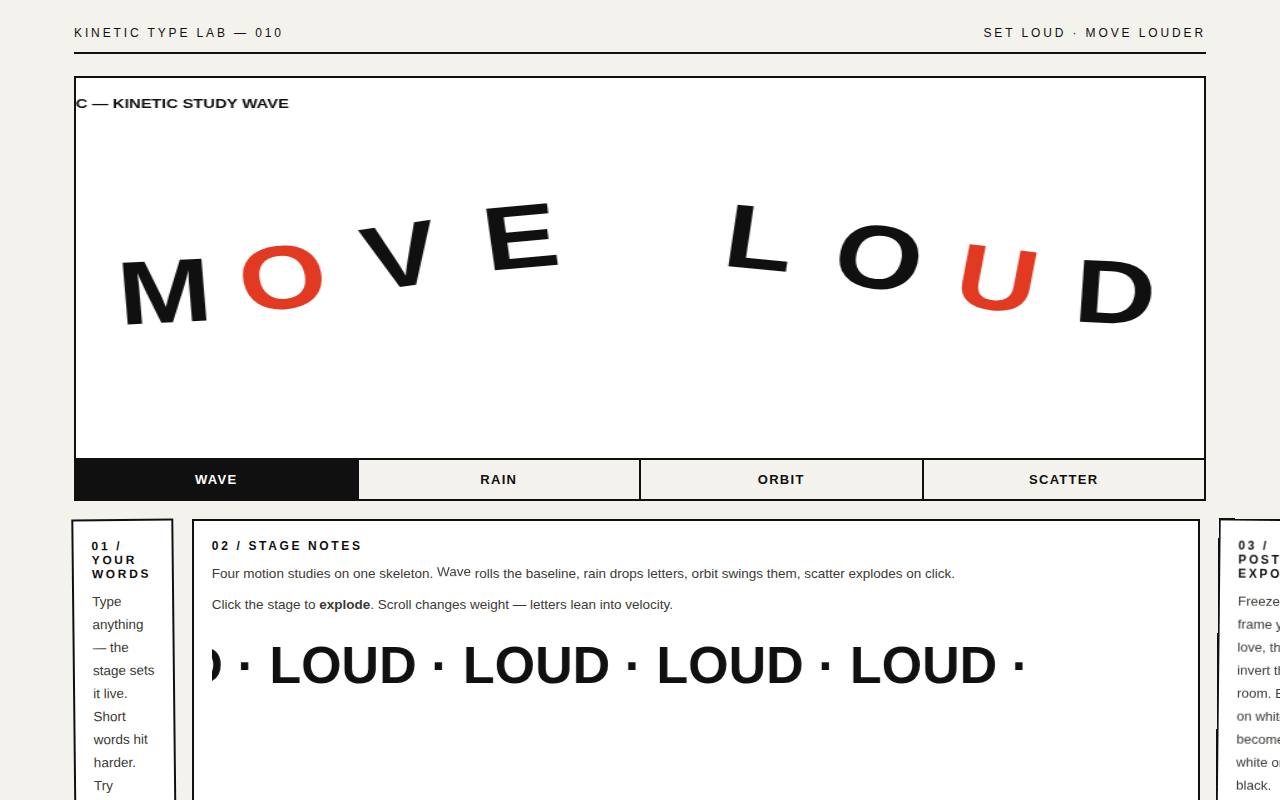 Kinetic Type — Words In Motion — screenshot