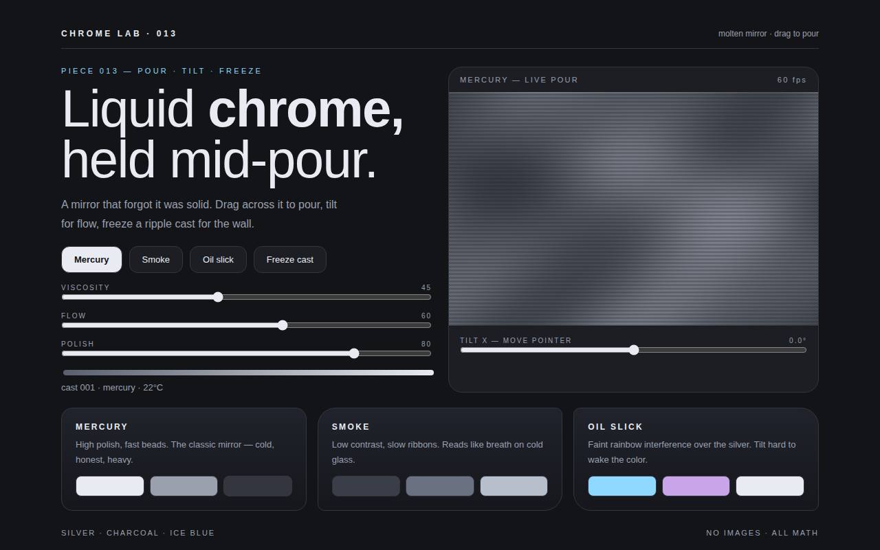 Liquid Chrome — Molten Mirror Lab — screenshot