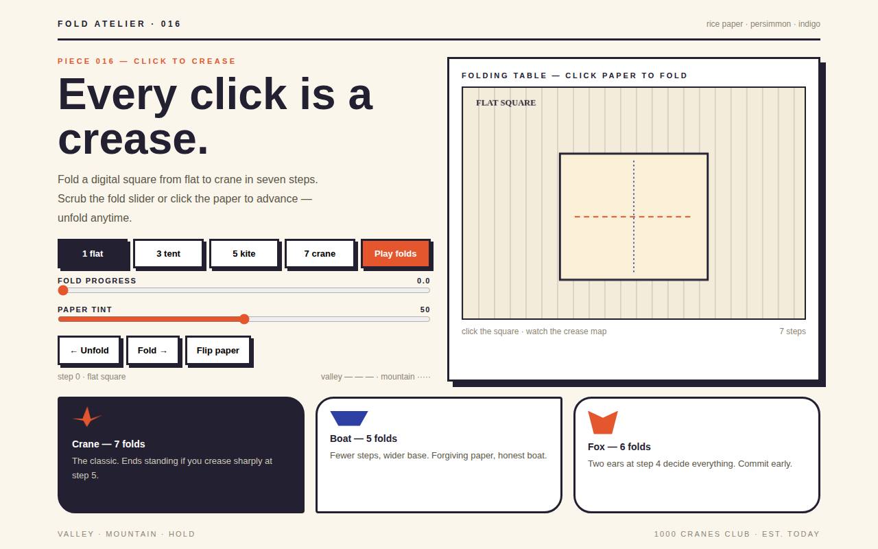 Interactive Origami — Paper Folding Atelier — screenshot