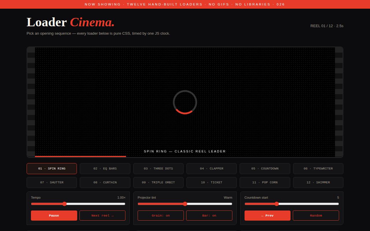 Loader Cinema — Twelve Openings — screenshot