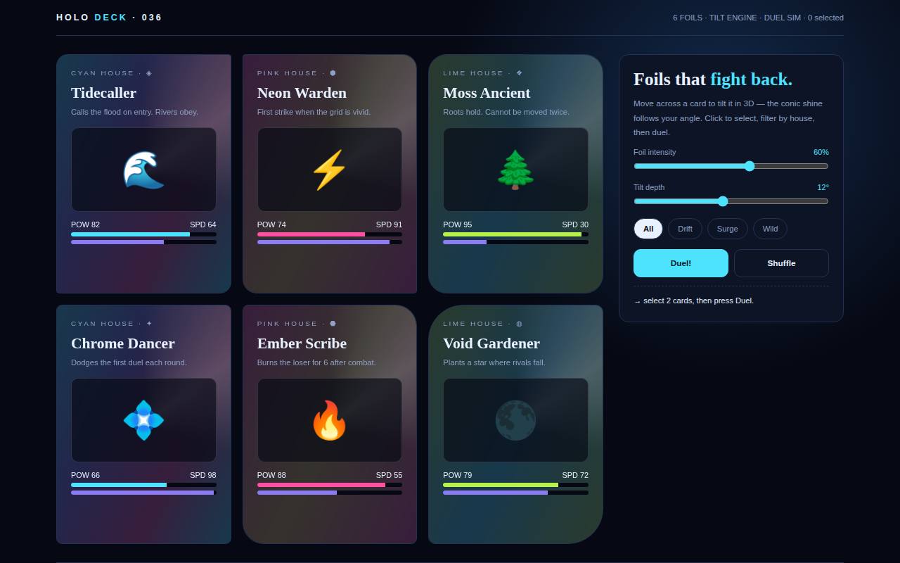 Hologram Cards — Deck 036 — screenshot