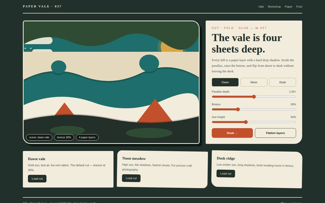 Paper Cutout — Layered Vale — screenshot