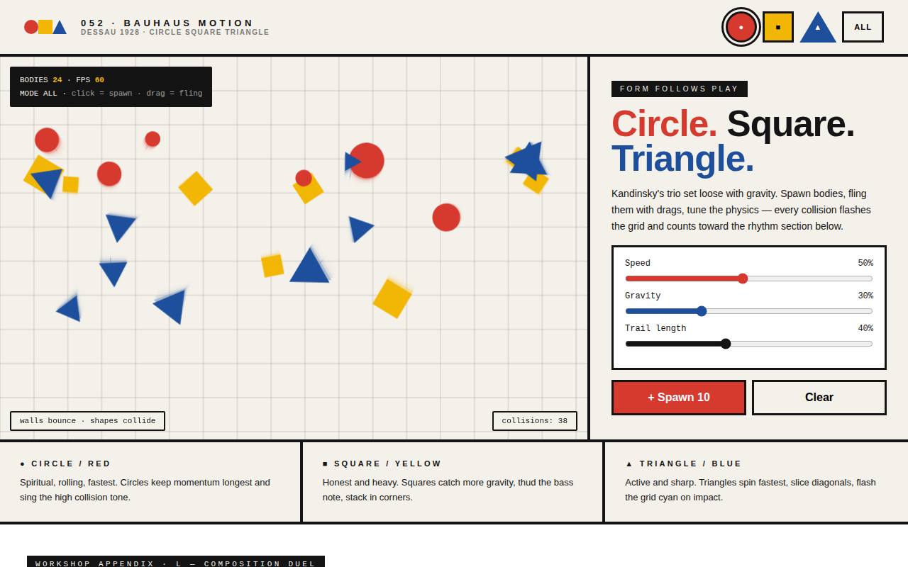 Bauhaus Motion — Circle Square Triangle — screenshot
