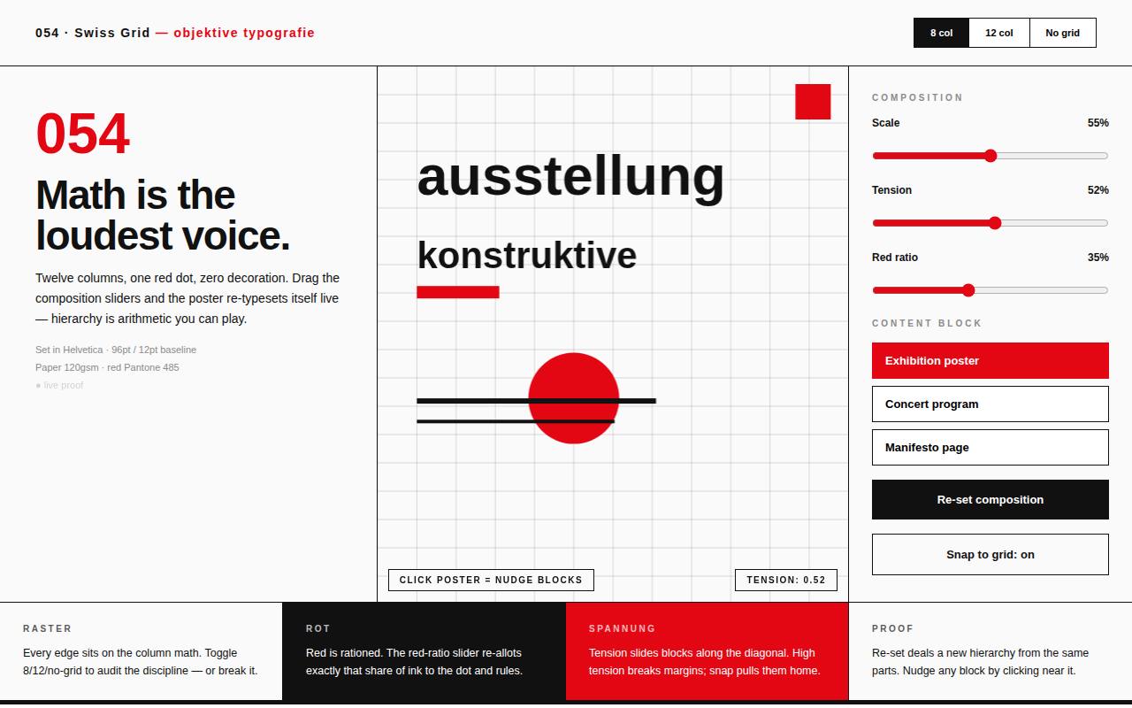Swiss Grid — Math Is the Loudest Voice — screenshot