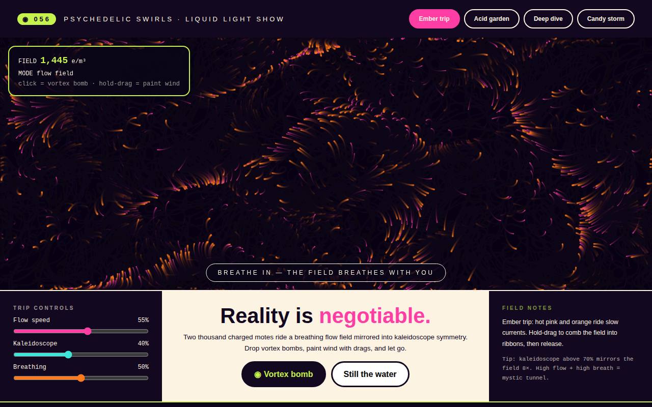 Psychedelic Swirls — Reality Is Negotiable — screenshot