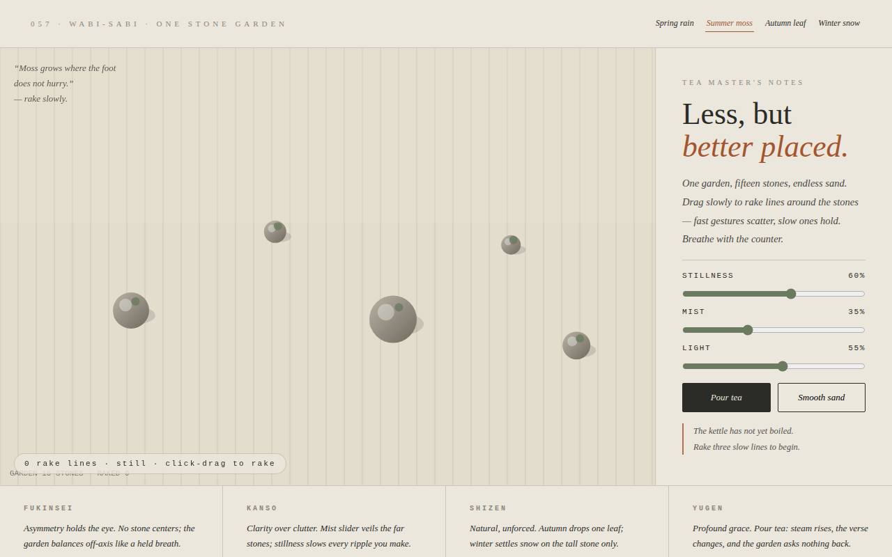 Minimal Wabi — Less, but Better Placed — screenshot