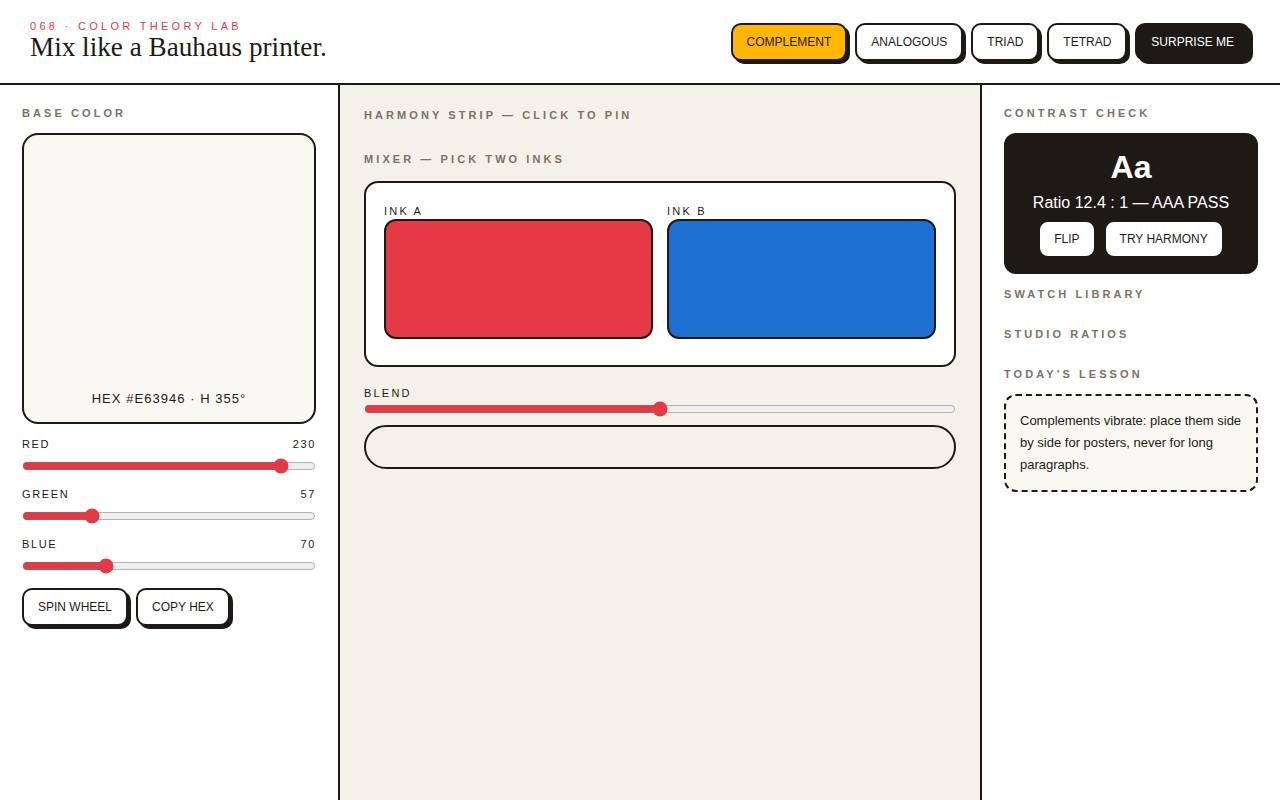 Color Theory Lab — screenshot