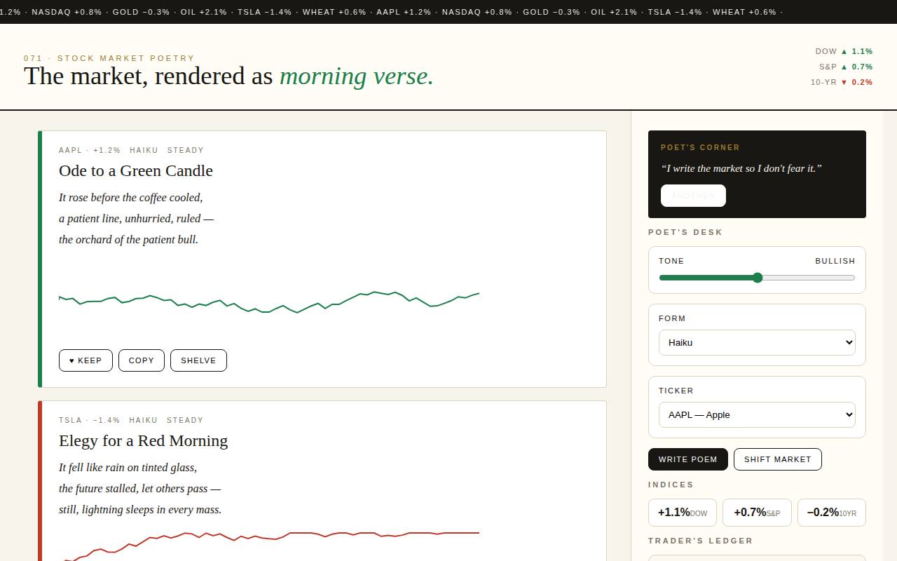 Stock Market Poetry — screenshot