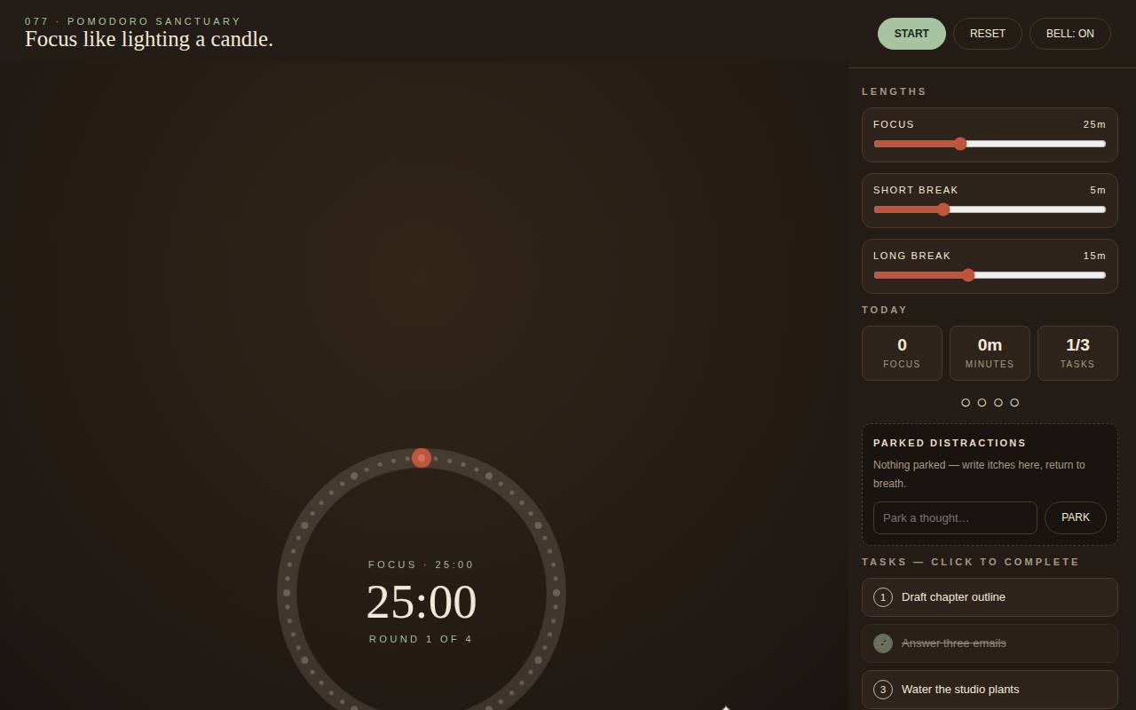 Pomodoro Sanctuary — screenshot
