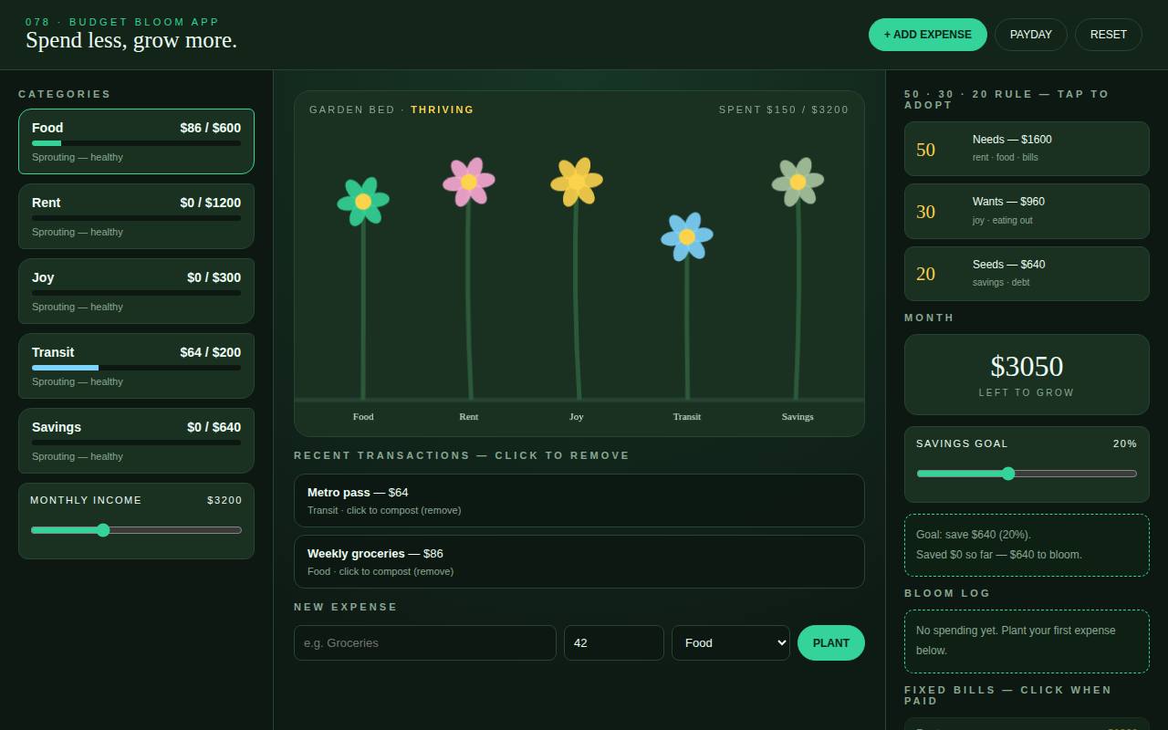 Budget Bloom App — screenshot