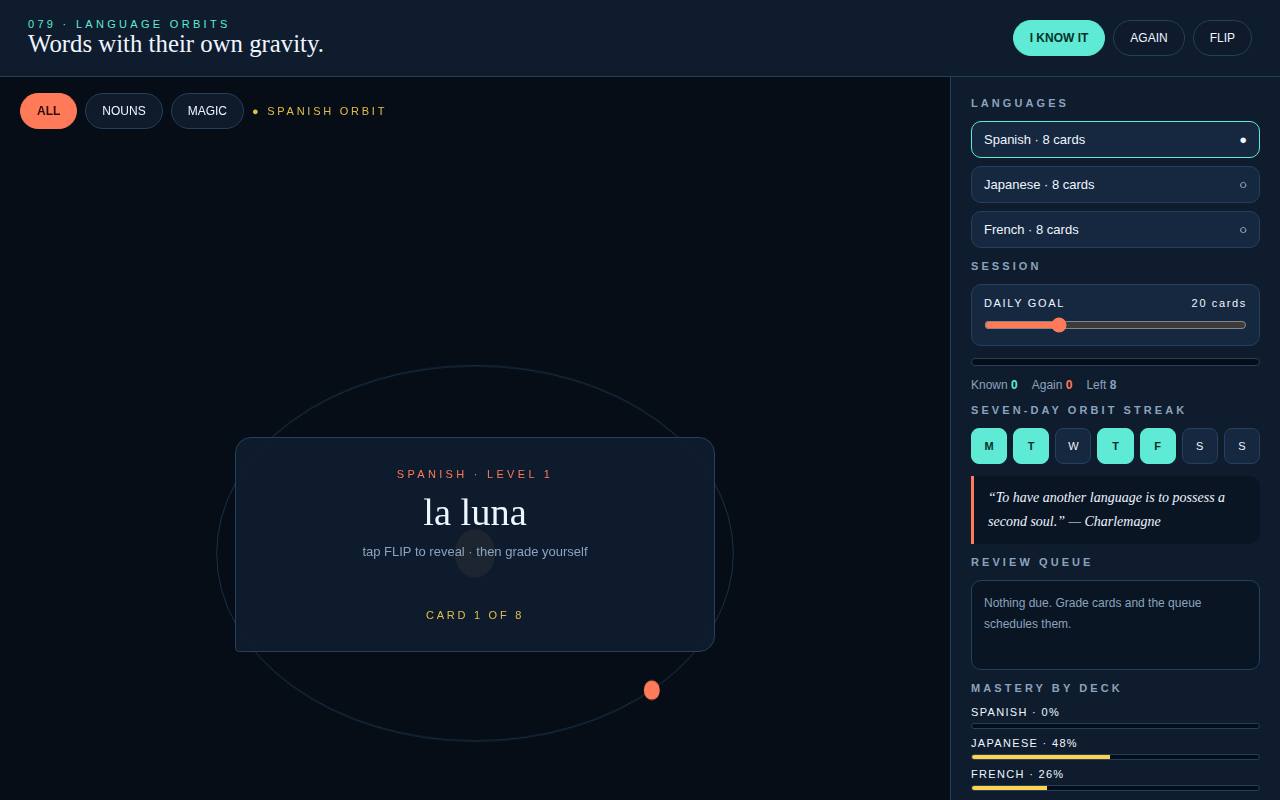 Language Orbits — screenshot