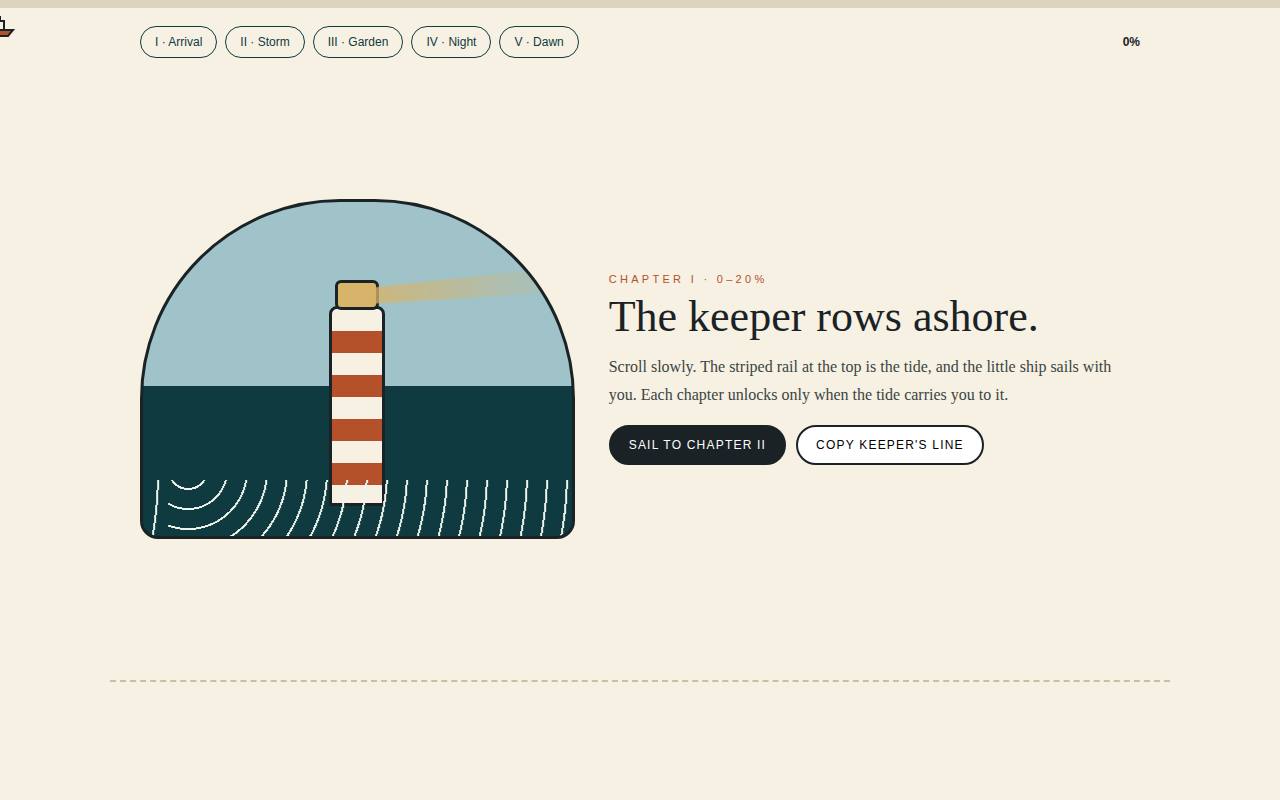 Scroll Progress Tale — The Lighthouse Keeper — screenshot