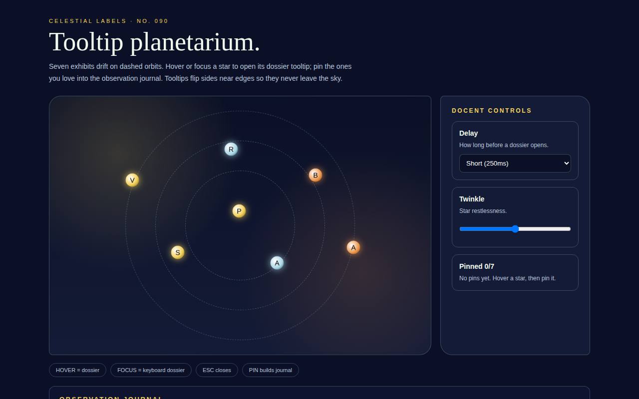 Tooltip Planetarium — Hover the Sky — screenshot