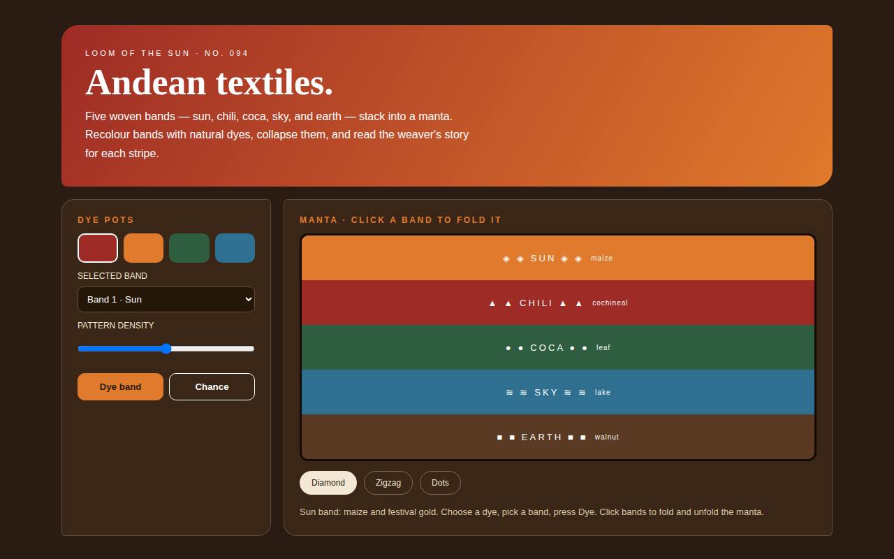 Andean Textiles — Loom of the Sun — screenshot