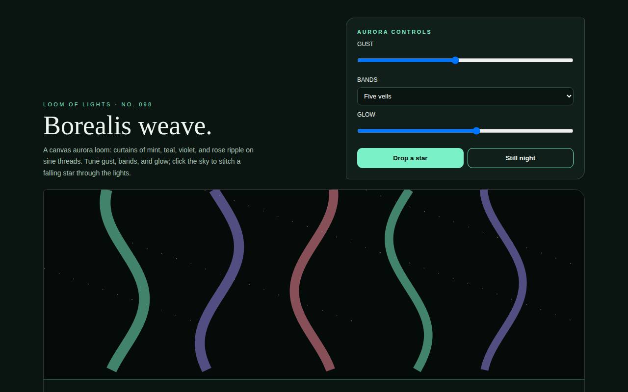 Borealis Weave — Loom of Lights — screenshot