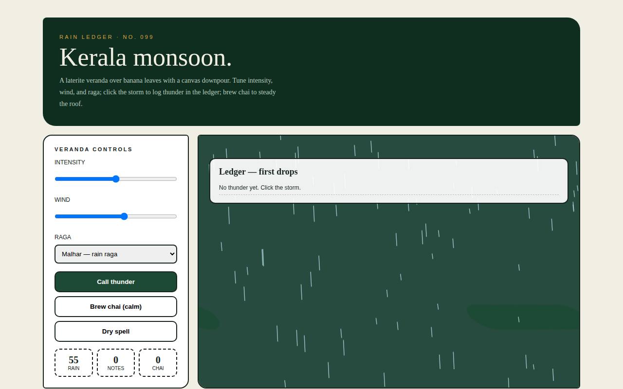Kerala Monsoon — Rain Ledger — screenshot
