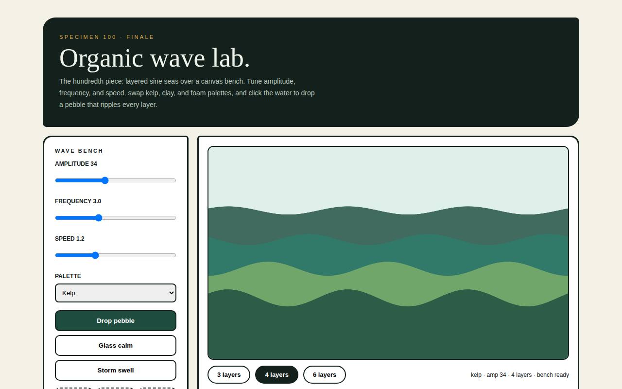 Organic Wave Lab — Specimen 100 — screenshot