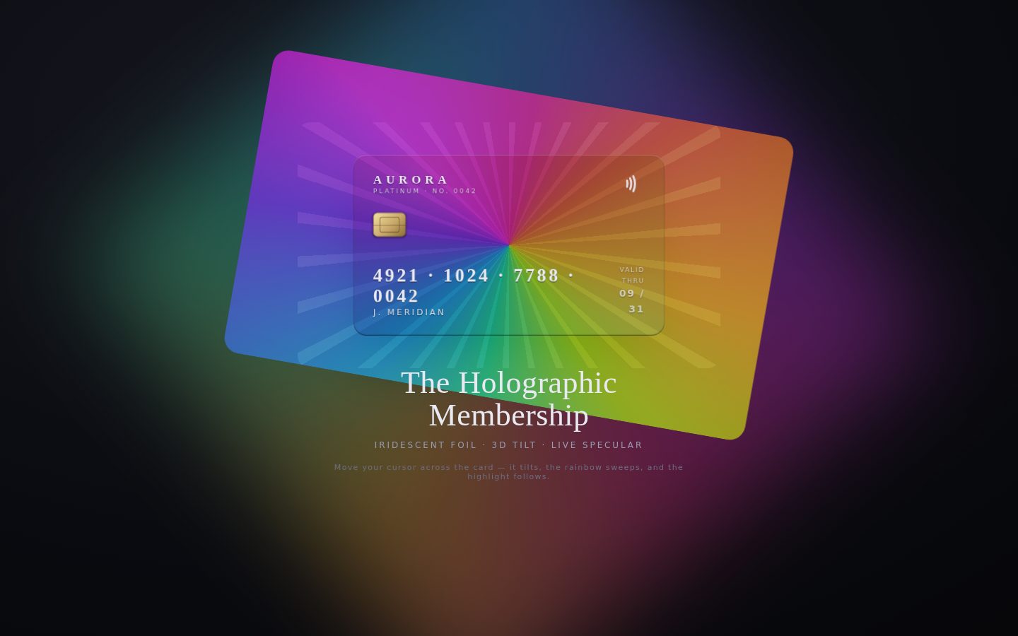 Holographic Card — Iridescent Tilt screenshot