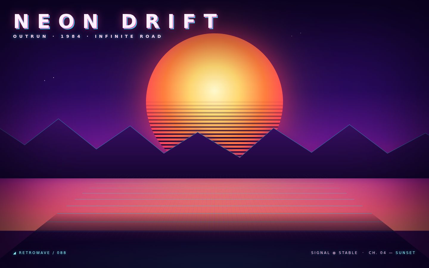 NEON DRIFT · Synthwave Horizon screenshot