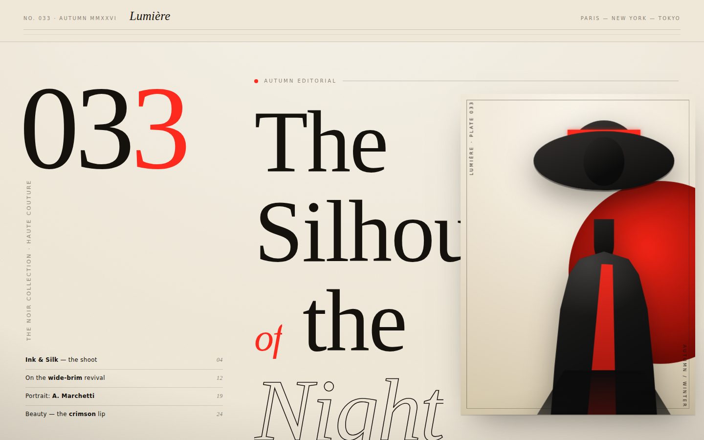 Lumière — "The Silhouette of the Night" (Autumn MMXXVI, No. 033) screenshot
