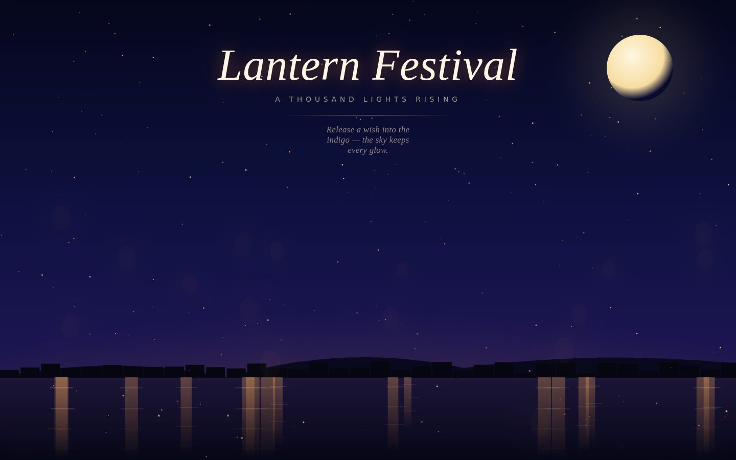 "Lantern Festival" — a thousand warm lights rising into an indigo night. screenshot