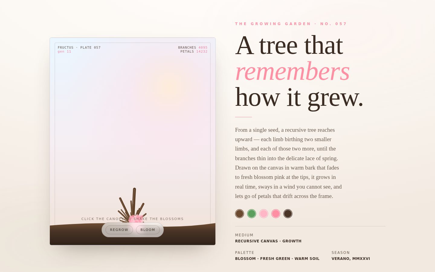 FRUCTUS — A Tree That Remembers How It Grew screenshot