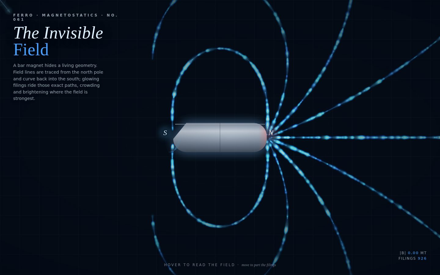 FERRO No. 061 — "The invisible field, made visible" (Magnetic field of a bar magnet with animated iron-filings) screenshot