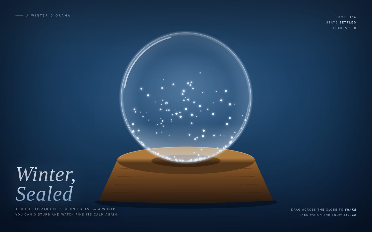 A WINTER IN GLASS — Interactive Snow Globe screenshot