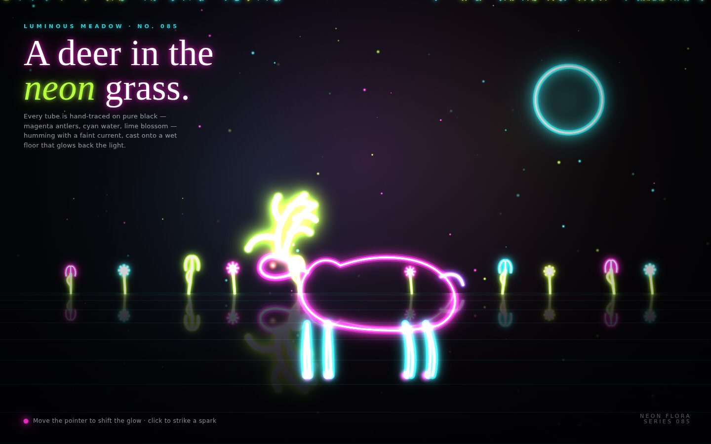 Neon Nature — Deer Among Flowers screenshot